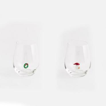 ESTHETI home Σετ των 2 Γυάλινο Ποτήρι με Στεφάνι και Άγιο Βασίλη 600-44334